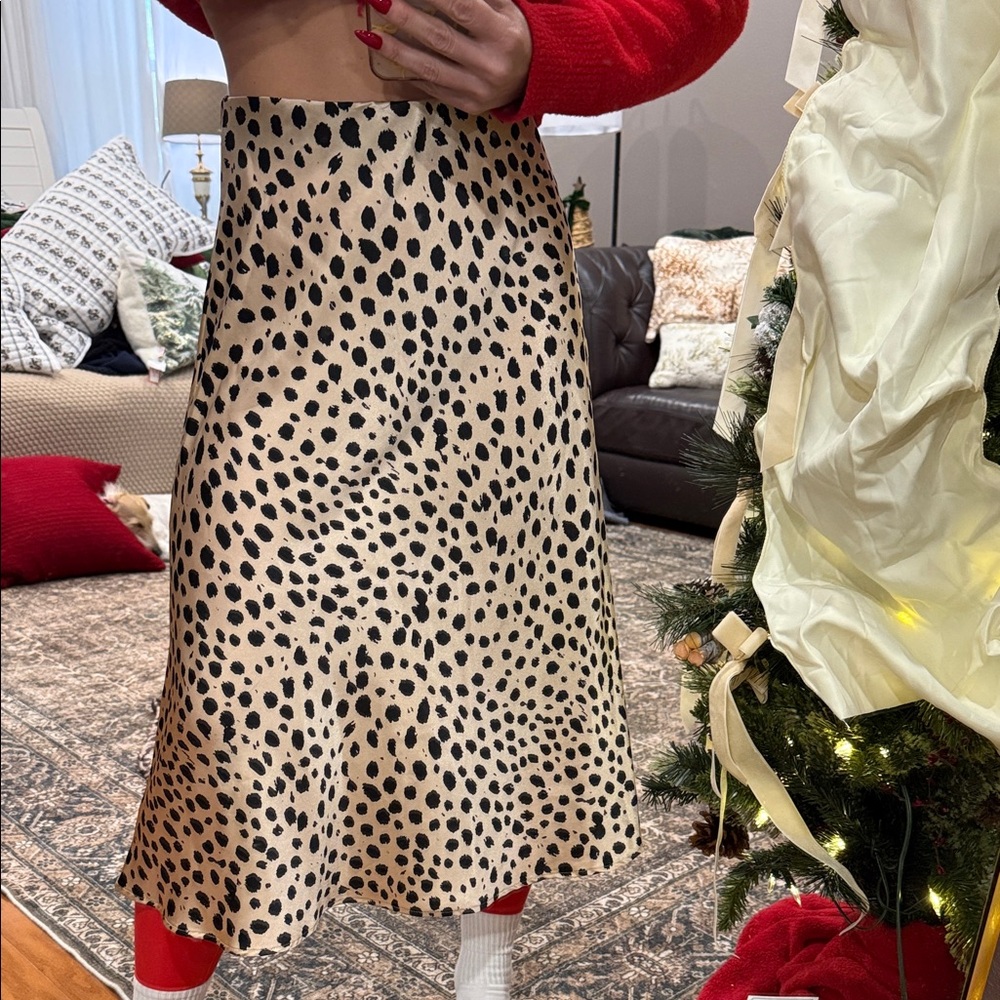 Serra Black and Cream Spotted Midi Skirt